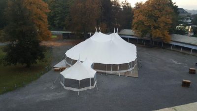 Prenájom Silhouette stanu 20x26m – exteriér, sailcloth stan