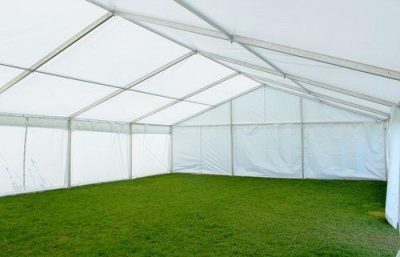 Prenájom ALU stanu so sedlovou strechou 15x40 m – stan s bočnými stenami