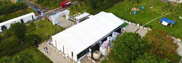 Veľkoplošný párty stan so sedlovou strechou ALU 10x20 m