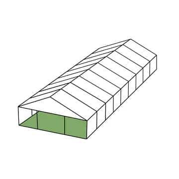 prenájom ALU stanu so sedlovou strechou 20x45 m – exteriér stanu