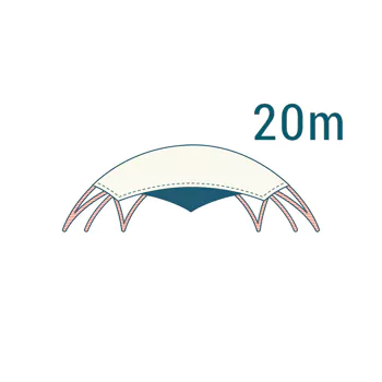 Prenájom Flat Dome Ø 20 m – exteriér drevenej eventovej kupoly