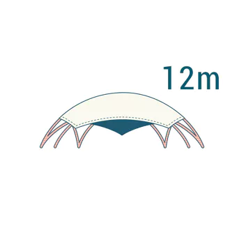 Prenájom Flat Dome Ø 12 m – exteriér drevenej eventovej kupoly